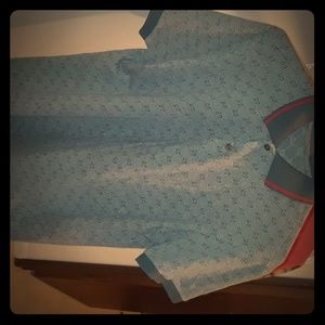 Grey and red Gucci print polo t-shirt
